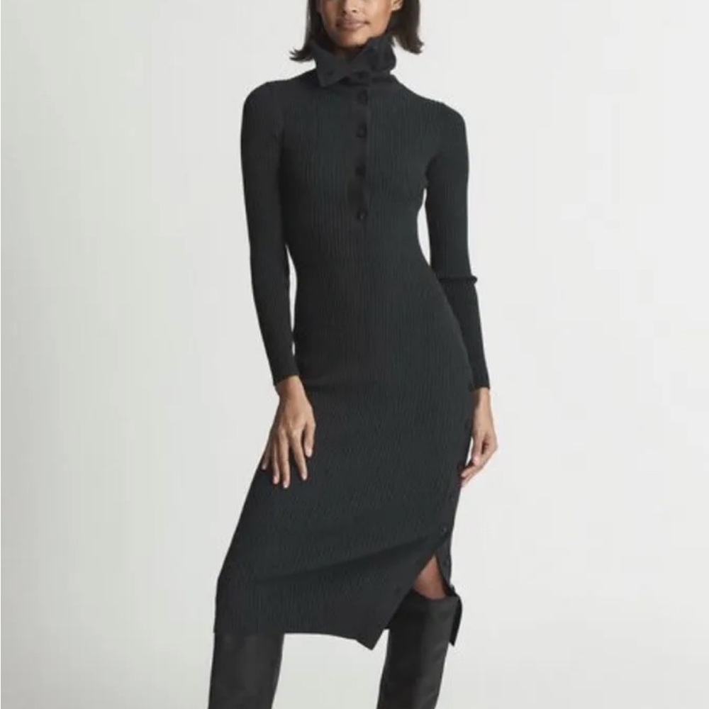 NWT Reiss Madison Dress MIDI Dark Green UK Size L